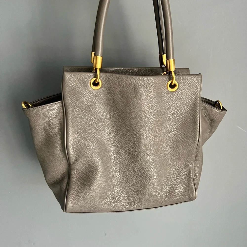 Marc By Marc Jacobs Gray Leather Satchel with Gold Hardware